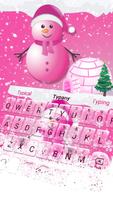 Cute Pink Snowman Typany Keyboard theme スクリーンショット 1
