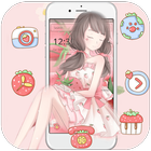 Pink Strawberry Girl Theme &amp; Lock Screen biểu tượng