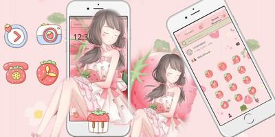 Pink Strawberry Girl Theme &amp; Lock Screen ảnh chụp màn hình 3