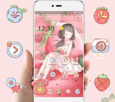 Pink Strawberry Girl Theme &amp; Lock Screen capture d'écran 1