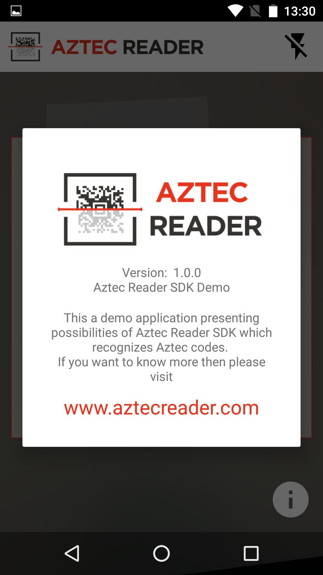 Aztec demo. Aztec code Reader.