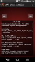 برنامه‌نما GTA 5 Cheats and Codes عکس از صفحه