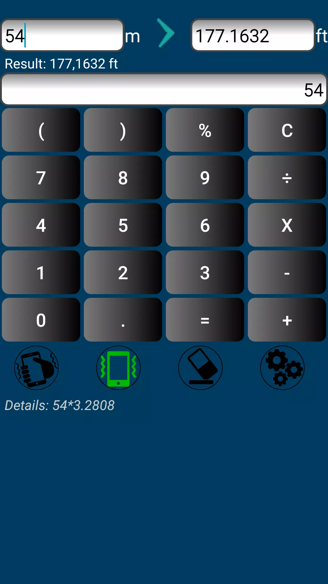 Convert metre to feet