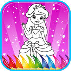 Princesse cahier de coloriage icône