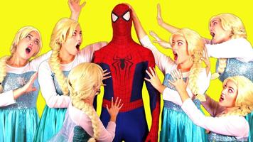 Superhero and princess, spiderman & elsa poster