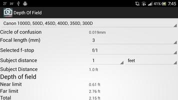 Depth of Field Calculator پوسٹر