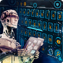 blue ai future robot keyboard machine space theme APK