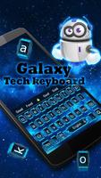 galaxy robot blue keyboard neon space stars ポスター