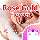 Thème de clavier Emoji & GIF de fleur d'or rose APK