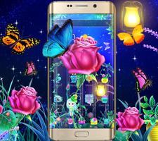 Luminous Rose Butterfly Theme &amp; Lock Screen постер