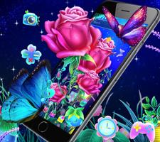 Luminous Rose Butterfly Theme &amp; Lock Screen syot layar 1