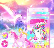Unicorn Shiny Rainbow Theme Affiche