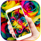 Rainbow rose couleur thème icône