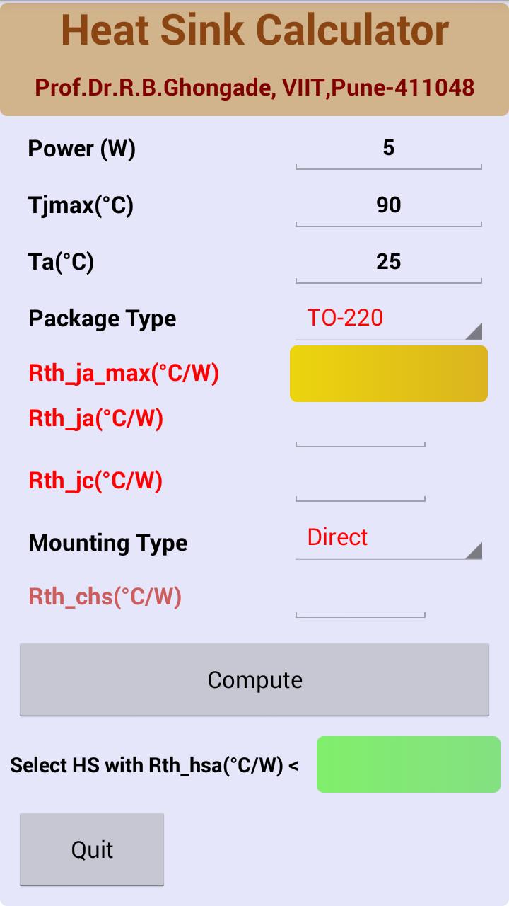 Heat Sink Calculator For Android Apk Download