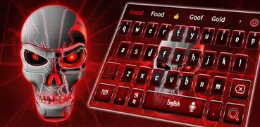 Rojo Neon Skull Teclado Tema