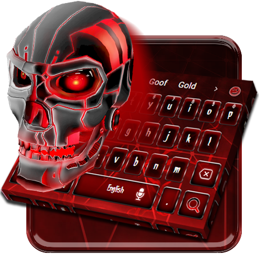 Rojo Neon Skull Teclado Tema