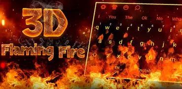 3D Red Flaming Fire Keyboard