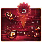 red gear machine keyboard white future circuit icon