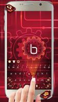 red gear machine keyboard white future circuit poster
