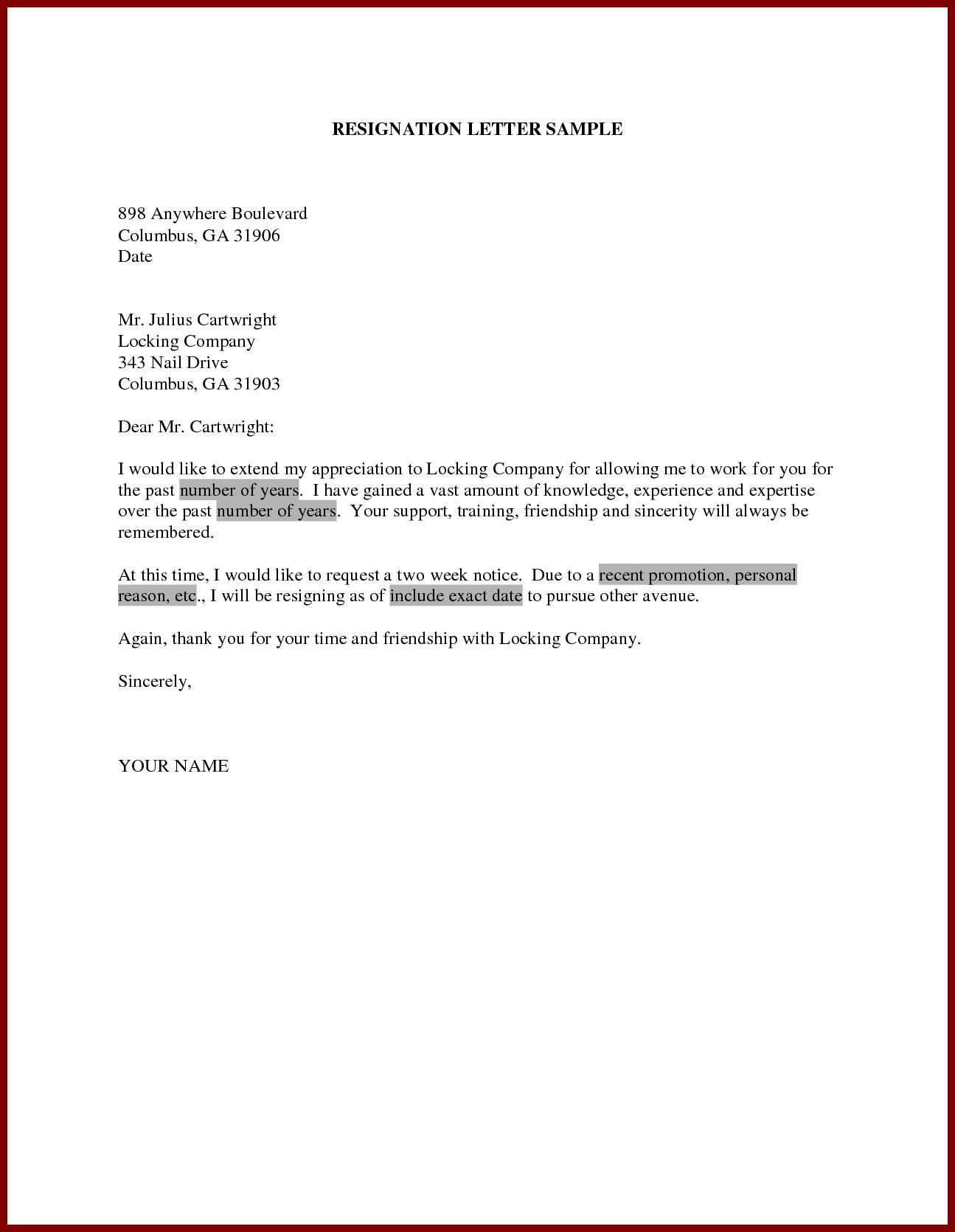 Two Week Letter Of Resignation from image.winudf.com