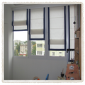 Roman shades with his hands