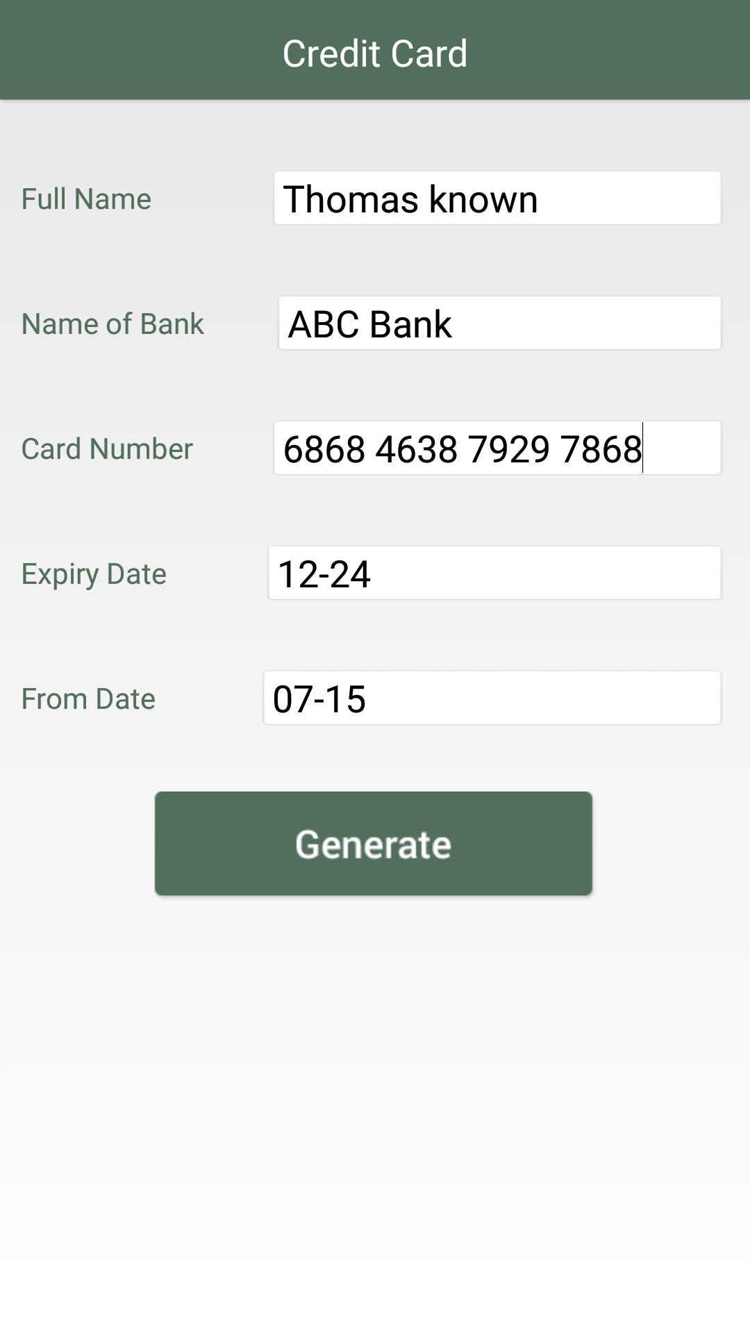 Fake Credit Card Maker For Android Apk Download