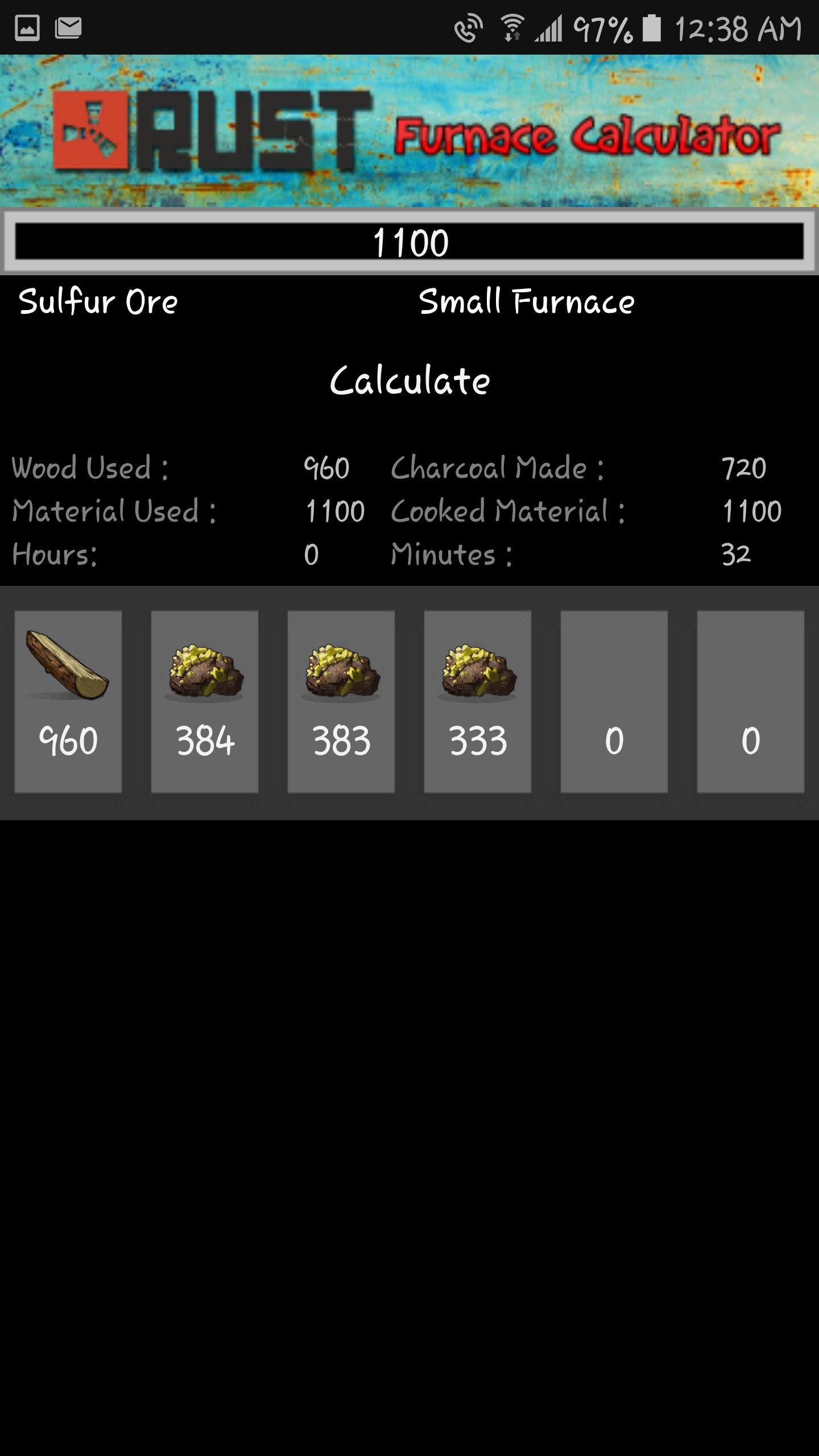 Rust furnace calculator фото 1