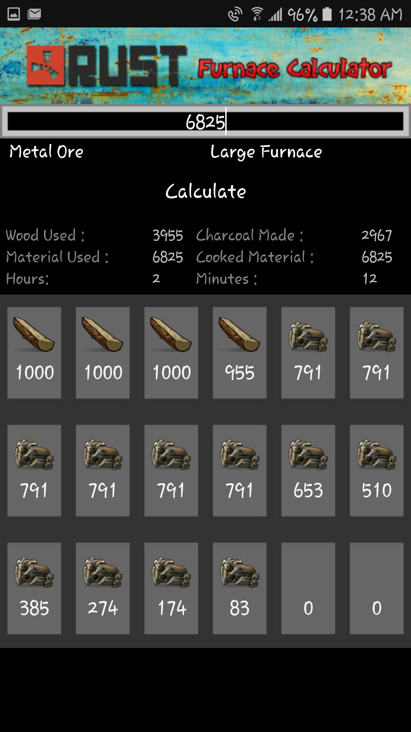 Rust furnace calculator