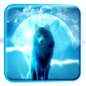 Wolf theme howling night icon