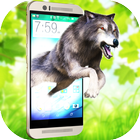 Wild Grey Wolf attack in phone scary joke 3D simgesi