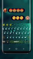 Green Water Droplet Glass Keyboard Skin Raindrop Affiche