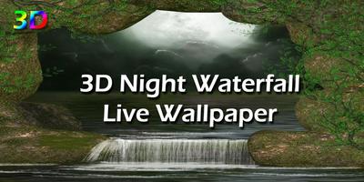 3D Night Waterfall LWP Cartaz