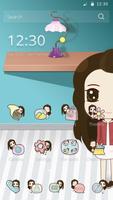 Cute Girl Cartoon Theme Affiche