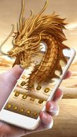 3D Golden Dragon Affiche