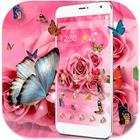 粉色蝴蝶玫瑰主題- 三星華為智能安卓手機系統高清鍵盤屏保壁紙 图标