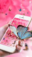 粉色蝴蝶玫瑰主題- 三星華為智能安卓手機系統高清鍵盤屏保壁紙 截图 1