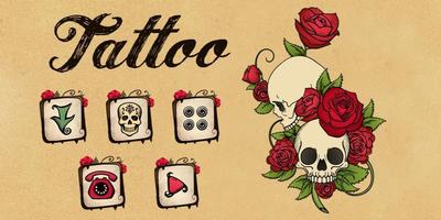 Rose Skull Tattoo Theme syot layar 3