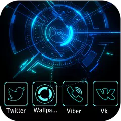 download Technology Neon Blue Theme APK