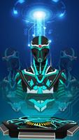 3D Tech Blue Neon Robot Theme poster