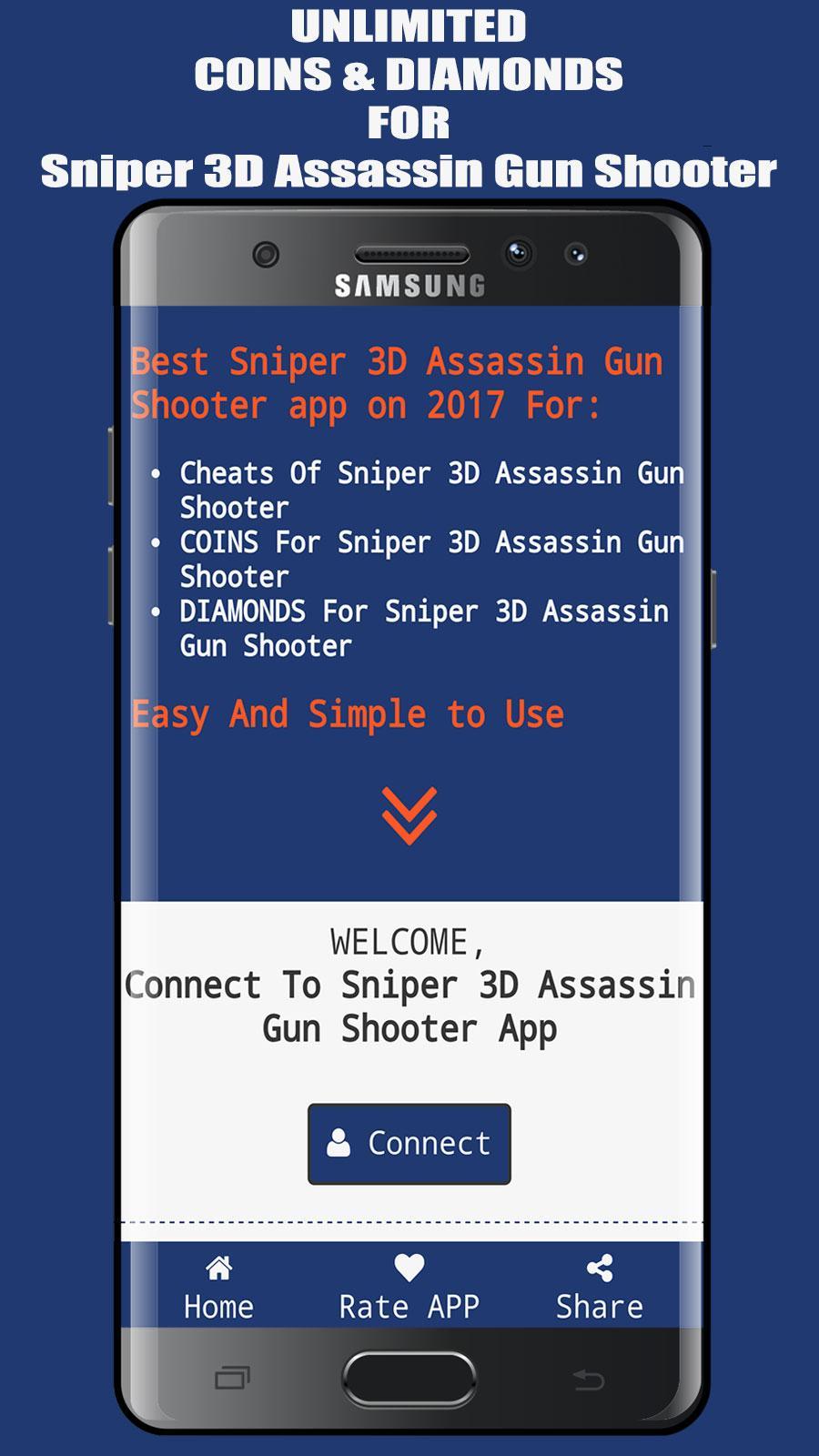 Cheats Of Sniper 3d Prank For Android Apk Download - how to hack assassin roblox 2017