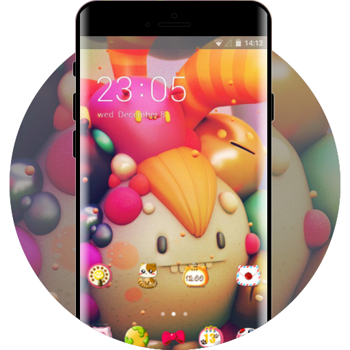 Colorful theme cute monster character 3d wallpaper