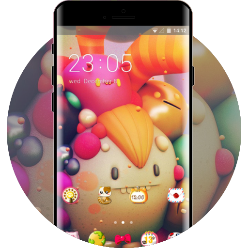 Colorful theme cute monster character 3d wallpaper