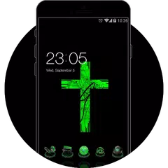 Green Cross Cool  Tech Theme: Dark Neon Green APK download