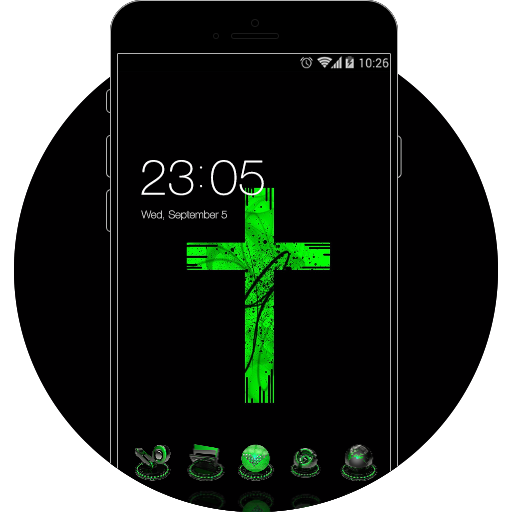 Green Cross Cool  Tech Theme: Dark Neon Green