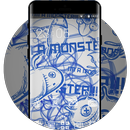 Monster Graffiti Theme Cute Blue Wallpaper APK