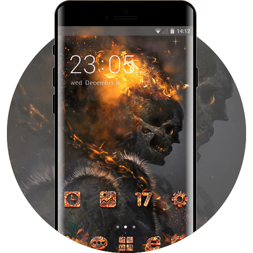 Hell death devil flame skull－cool black theme