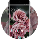 Cool theme rose pink raindrop flower summer أيقونة