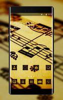 Cool theme wallpaper sheet music drawing macro الملصق