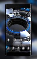 Cool theme 4d metal surface shiny blue wallpaper 海报