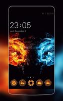 Cool Fire and Ice Neon Theme: Gold & Blue poster